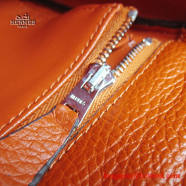 Hermes Kelly 32cm Togo Leather Bag Orange 6108 Silver Hardware